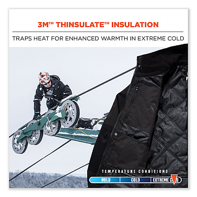 ergodyne N-Ferno 6466 Thermal Jacket with 500D Nylon Shell, Large, Black (EGO41114)
