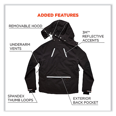 ergodyne N-Ferno 6466 Thermal Jacket with 500D Nylon Shell, 3X-Large, Black (EGO41117)