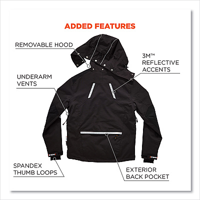 ergodyne N-Ferno 6466 Thermal Jacket with 500D Nylon Shell, 4X-Large, Black (EGO41118)