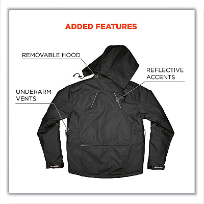 ergodyne N-Ferno 6467 Winter Work Jacket with 300D Polyester Shell, Small, Black (EGO41122)
