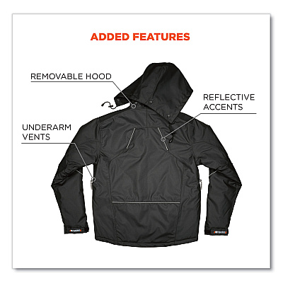 ergodyne N-Ferno 6467 Winter Work Jacket with 300D Polyester Shell, 2X-Large, Black (EGO41126)