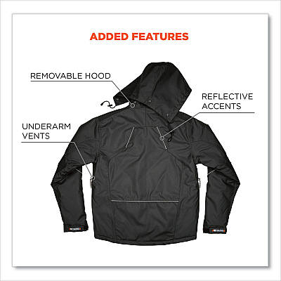 ergodyne N-Ferno 6467 Winter Work Jacket with 300D Polyester Shell, 4X-Large, Black (EGO41128)