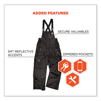 ergodyne N-Ferno 6472 Thermal Bib with 300D Oxford Shell, 4X-Large, Black (EGO41228)