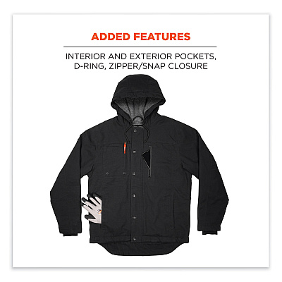 ergodyne N-Ferno 6468 Duck Canvas Work Jacket, 4X-Large, Black (EGO41238)