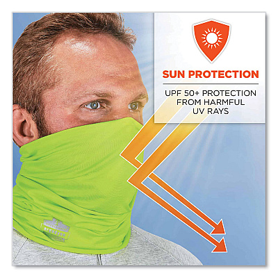 ergodyne Chill-Its 6487 Cooling Performance Knit Multi-Band, Polyester/Spandex, One Size Fits Most, Hi-Vis Lime (EGO42127)