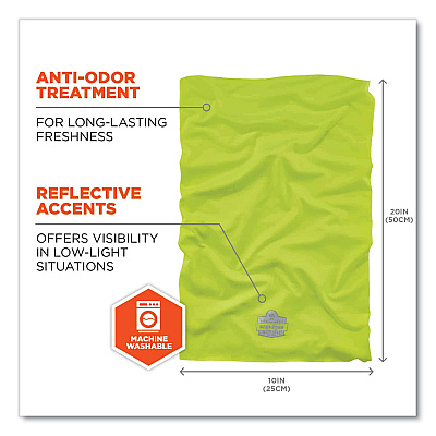 ergodyne Chill-Its 6487 Cooling Performance Knit Multi-Band, Polyester/Spandex, One Size Fits Most, Hi-Vis Lime (EGO42127)