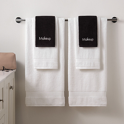 Hotel Cotton Makeup Washcloth 13x13 Black (6/pack), Pack Of 6 (P-MAKEUP-13X13)