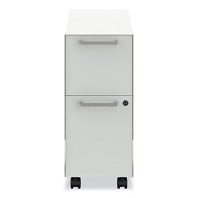 HON Fuse Mobile Slim Pedestal File, Left/Right, 2-Drawers: Box/File, Letter, Designer White, 10 x 23.25 x 21 (HONHAPTFNPJWL)