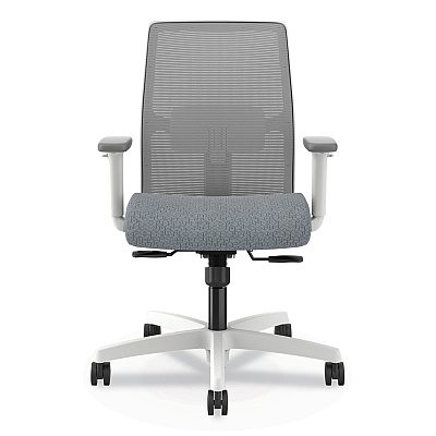 HON Ignition 2.0 Mid-Back Mesh Task Chair, Posture Lock, Up to 300lb, Basalt Seat, Fog Back/White Base (HONI2LM1AFA25WX)