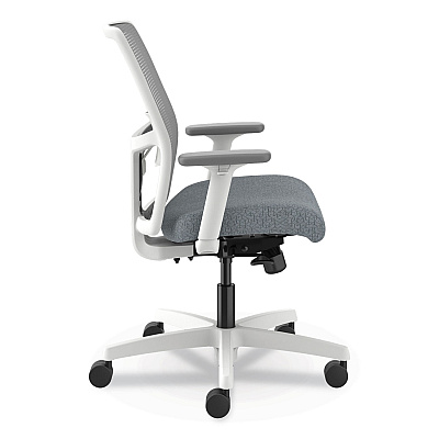 HON Ignition 2.0 Mid-Back Mesh Task Chair, Posture Lock, Up to 300lb, Basalt Seat, Fog Back/White Base (HONI2LM1AFA25WX)