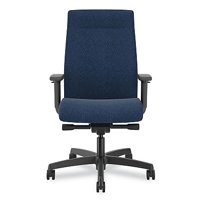 HON Ignition 2.0 Upholstered Mid-Back Task Chair, Supports 300 lb, 17" to 21.5" Seat Height, Navy Fabric Seat, Navy Fabric Back (HONI2U2AHAX13TK)
