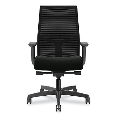 HON Ignition 2.0 Upholstered Mid-Back Task Chair, Supports Up to 300 lb, 17" to 21.5" Seat Height, Black Fabric Seat/Back (HONI2U2AHUR10TK)