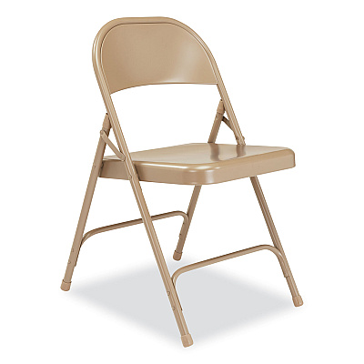 NPS 50 Series All-Steel Folding Chair, Supports Up to 500 lb, 16.75" Seat Height, Beige Seat, Beige Back, Beige Base, 4/Carton (NPS51)