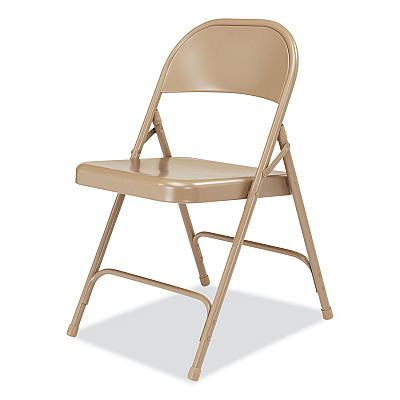 NPS 50 Series All-Steel Folding Chair, Supports Up to 500 lb, 16.75" Seat Height, Beige Seat, Beige Back, Beige Base, 4/Carton (NPS51)