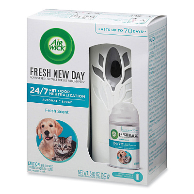 Air Wick Pet Odor Neutralization Automatic Spray Starter Kit, 6 x 2.25 x 7.75, White/Gray, 4/Carton (RAC02720CT)
