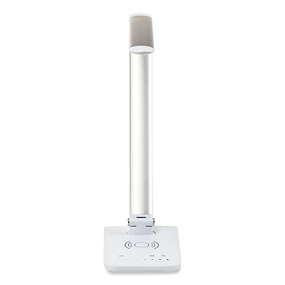 Safco Vamp LED Wireless Charging Lamp, Multi-pivot Neck, 16.75" High, Silver (SAF1009SL)