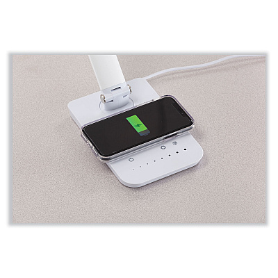 Safco Vamp LED Wireless Charging Lamp, Multi-pivot Neck, 16.75" High, Silver (SAF1009SL)