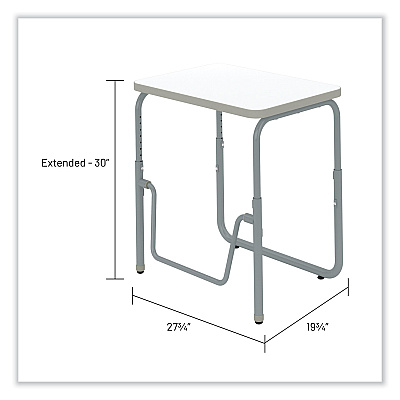 Safco AlphaBetter 2.0 Height-Adjust Student Desk with Pendulum Bar, 27.75 x 19.75 x 22 to 30, Dry Erase (SAF1221DE)