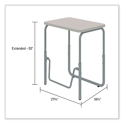 Safco AlphaBetter 2.0 Height-Adjustable Student Desk with Pendulum Bar, 27.75 x 19.75 x 22 to 30, Pebble Gray (SAF1221GR)