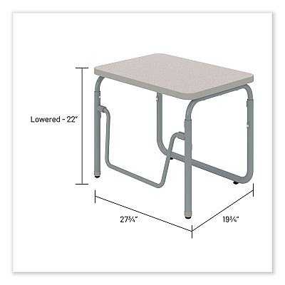 Safco AlphaBetter 2.0 Height-Adjustable Student Desk with Pendulum Bar, 27.75 x 19.75 x 22 to 30, Pebble Gray (SAF1221GR)