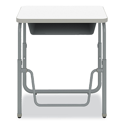 Safco AlphaBetter 2.0 Height-Adjustable Student Desk with Pendulum Bar and Book Box, 27.75 x 19.75 x 22 to 30, Dry Erase (SAF1222DE)