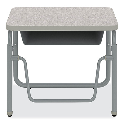 Safco AlphaBetter 2.0 Height-Adjustable Student Desk with Pendulum Bar and Book Box, 27.75" x 19.75" x 22" to 30", Pebble Gray (SAF1222GR)