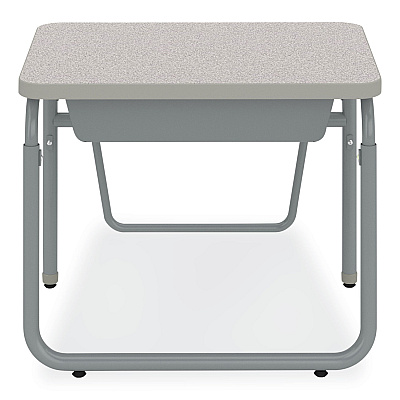 Safco AlphaBetter 2.0 Height-Adjustable Student Desk with Pendulum Bar and Book Box, 27.75" x 19.75" x 22" to 30", Pebble Gray (SAF1222GR)