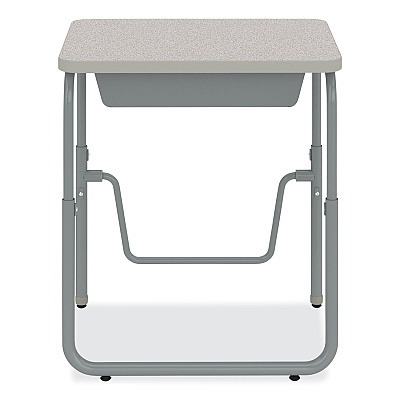 Safco AlphaBetter 2.0 Height-Adjustable Student Desk with Pendulum Bar and Book Box, 27.75" x 19.75" x 22" to 30", Pebble Gray (SAF1222GR)