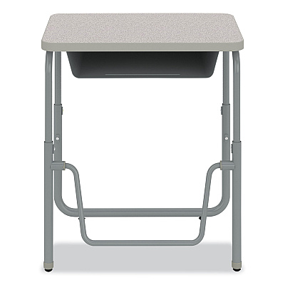 Safco AlphaBetter 2.0 Height-Adjustable Student Desk with Pendulum Bar and Book Box, 27.75" x 19.75" x 22" to 30", Pebble Gray (SAF1222GR)
