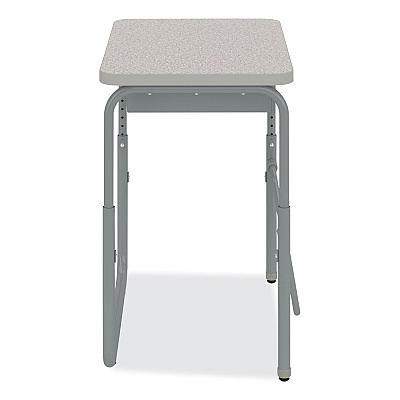 Safco AlphaBetter 2.0 Height-Adjustable Student Desk with Pendulum Bar and Book Box, 27.75" x 19.75" x 22" to 30", Pebble Gray (SAF1222GR)