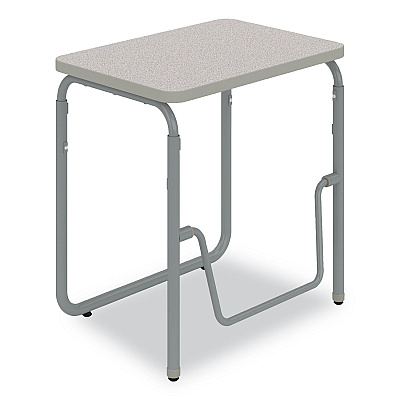 Safco AlphaBetter 2.0 Height-Adjustable Student Desk with Pendulum Bar, 27.75" x 19.75" x 29" to 43", Pebble Gray (SAF1223GR)