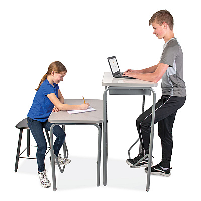 Safco AlphaBetter 2.0 Height-Adjustable Student Desk with Pendulum Bar and Book Box, 27.75 x 19.75 x 29 to 43, Dry Erase (SAF1224DE)