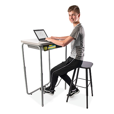 Safco AlphaBetter 2.0 Height-Adjustable Student Desk with Pendulum Bar and Book Box, 27.75 x 19.75 x 29 to 43, Dry Erase (SAF1224DE)
