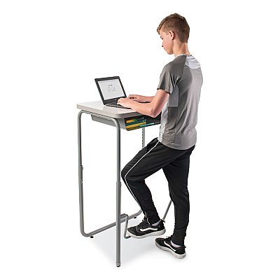Safco AlphaBetter 2.0 Height-Adjustable Student Desk with Pendulum Bar and Book Box, 27.75 x 19.75 x 29 to 43, Dry Erase (SAF1224DE)