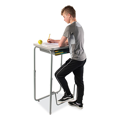 Safco AlphaBetter 2.0 Height-Adjustable Student Desk with Pendulum Bar and Book Box, 27.75 x 19.75 x 29 to 43, Dry Erase (SAF1224DE)