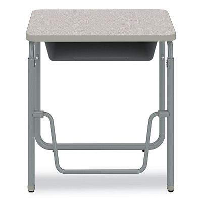 Safco AlphaBetter 2.0 Height-Adjustable Student Desk with Pendulum Bar and Book Box, 27.75 x 19.75 x 29 to 43, Pebble Gray (SAF1224GR)