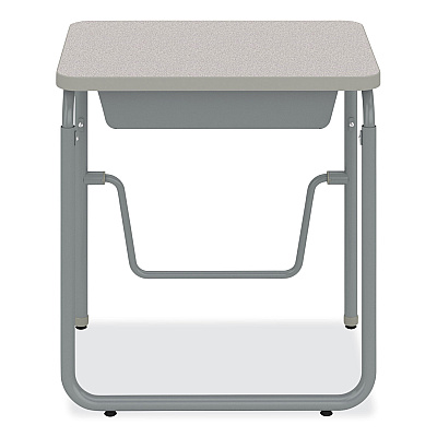 Safco AlphaBetter 2.0 Height-Adjustable Student Desk with Pendulum Bar and Book Box, 27.75 x 19.75 x 29 to 43, Pebble Gray (SAF1224GR)