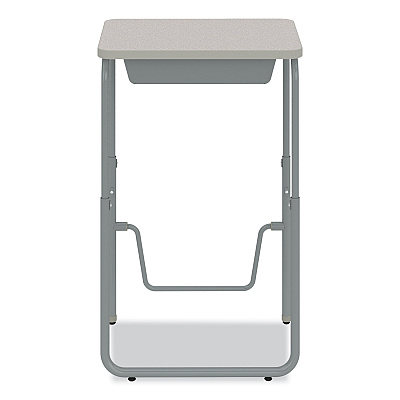 Safco AlphaBetter 2.0 Height-Adjustable Student Desk with Pendulum Bar and Book Box, 27.75 x 19.75 x 29 to 43, Pebble Gray (SAF1224GR)