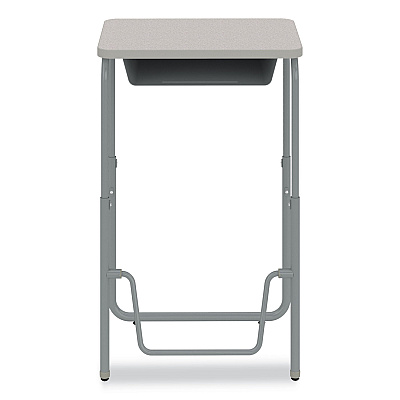 Safco AlphaBetter 2.0 Height-Adjustable Student Desk with Pendulum Bar and Book Box, 27.75 x 19.75 x 29 to 43, Pebble Gray (SAF1224GR)