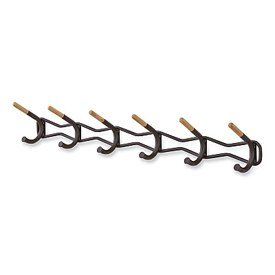 Safco Family Coat Wall Rack, 6 Hook, 42.75w x 5.25d x 7.25h, Black (SAF4257BL)