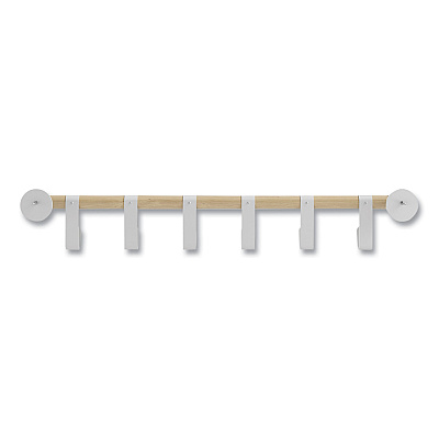 Safco Resi Coat Wall Rack, 6 Hook, 36.25w x 4.25d x 6h, White (SAF4264WH)