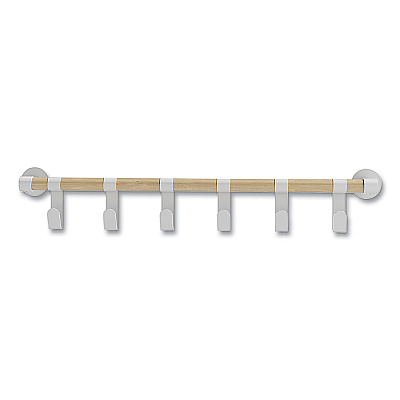 Safco Resi Coat Wall Rack, 6 Hook, 36.25w x 4.25d x 6h, White (SAF4264WH)