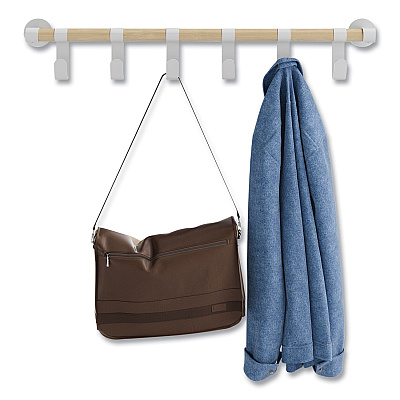Safco Resi Coat Wall Rack, 6 Hook, 36.25w x 4.25d x 6h, White (SAF4264WH)