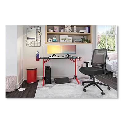 Safco Ultimate Computer Gaming Desk, 47.2" x 23.6" x 29.5", Black/Red (SAF5393RD)