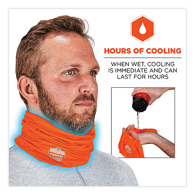 ergodyne Chill-Its 6487 Cooling Performance Knit Multi-Band, Polyester/Spandex, One Size Fits Most, Hi-Vis Orange (EGO42128)
