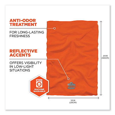 ergodyne Chill-Its 6487 Cooling Performance Knit Multi-Band, Polyester/Spandex, One Size Fits Most, Hi-Vis Orange (EGO42128)
