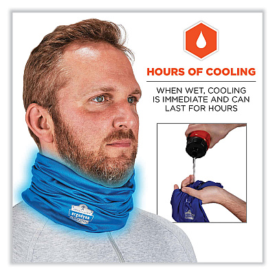 ergodyne Chill-Its 6487 Cooling Performance Knit Multi-Band, Polyester/Spandex, One Size Fits Most, Blue (EGO42129)