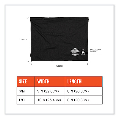 ergodyne Chill-Its 6489 2-Layer Cooling Performance Knit Multi-Band, Polyester/Spandex, Small/Medium, Black (EGO42142)