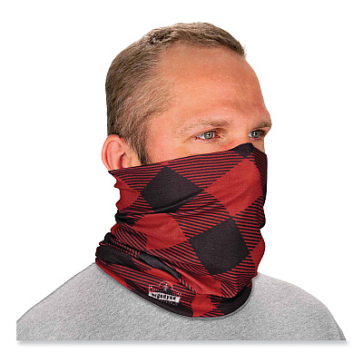 ergodyne Chill-Its 6485 Multi-Band, Polyester, One Size Fits Most, Red Buffalo Plaid (EGO42210)