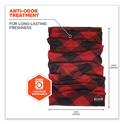 ergodyne Chill-Its 6485 Multi-Band, Polyester, One Size Fits Most, Red Buffalo Plaid (EGO42210)